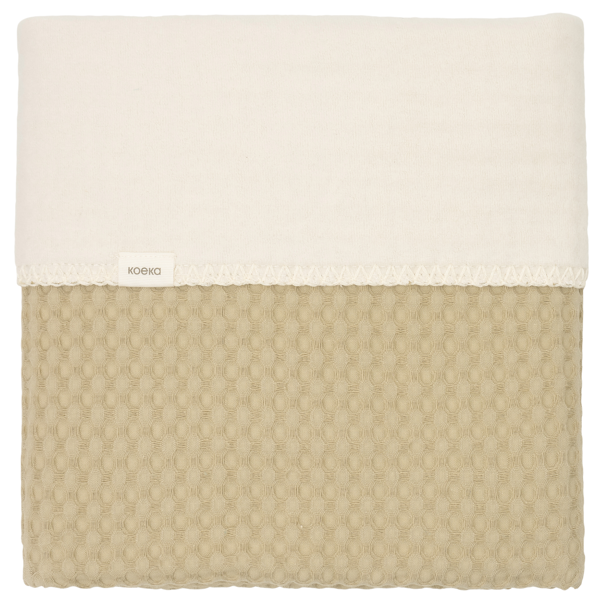 Kinderdecke Waffel mit Baumwollfleece 100 × 150 cm von Koeka Amsterdam in Olive