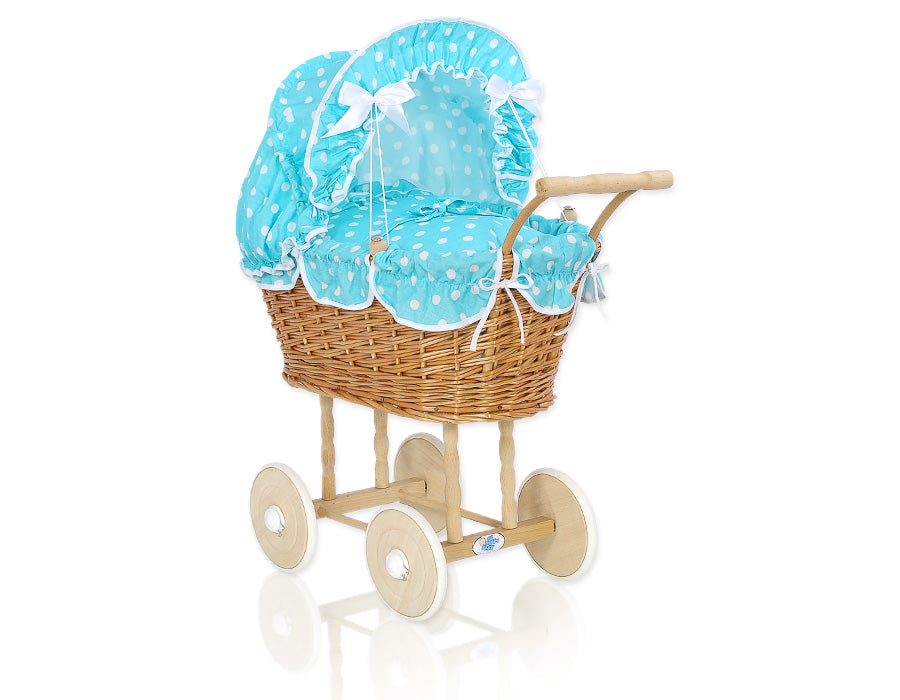 Puppenwagen Weide Natalia – Natur Türkis