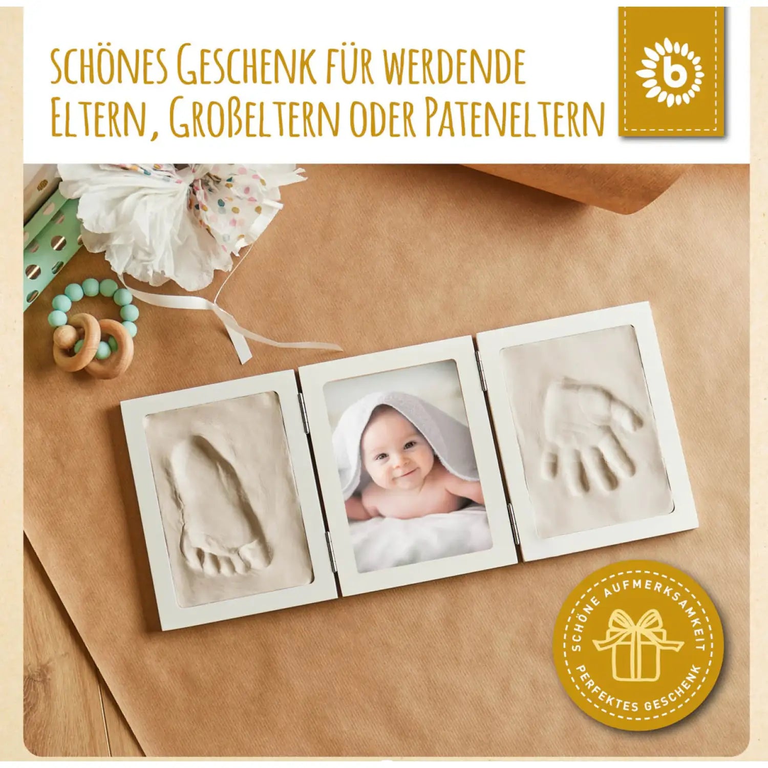 Abdruckset mit Bilderrahmen – Baby Hand- & Fußabdruck-Set
