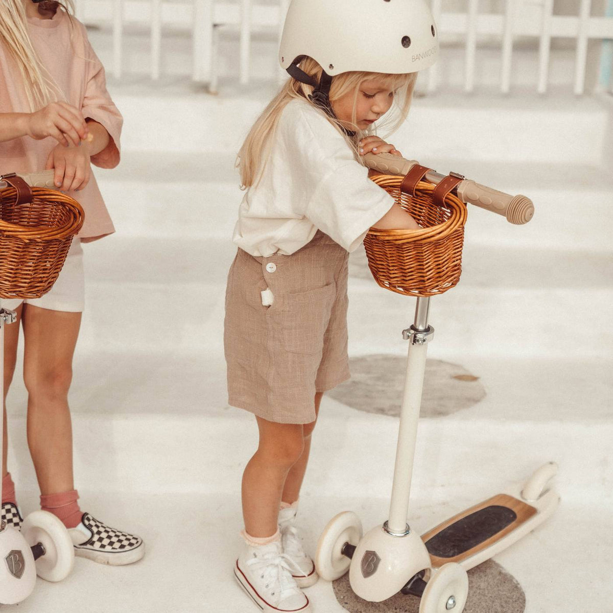 Kinderroller 3 Räder Creme – Banwood Vintage Scooter, Ansicht 2