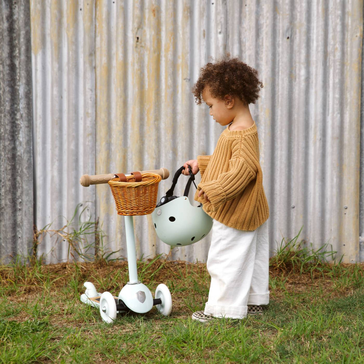 Kinderroller 3 Räder Pale Mint – Banwood Vintage Scooter, Ansicht 3