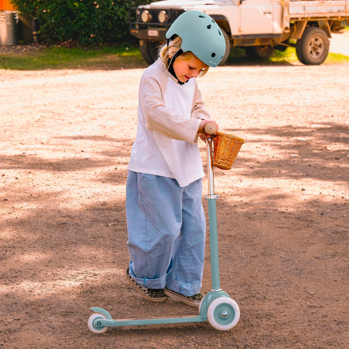 Kinderroller 3 Räder Teal – Banwood Vintage Scooter, Ansicht 2
