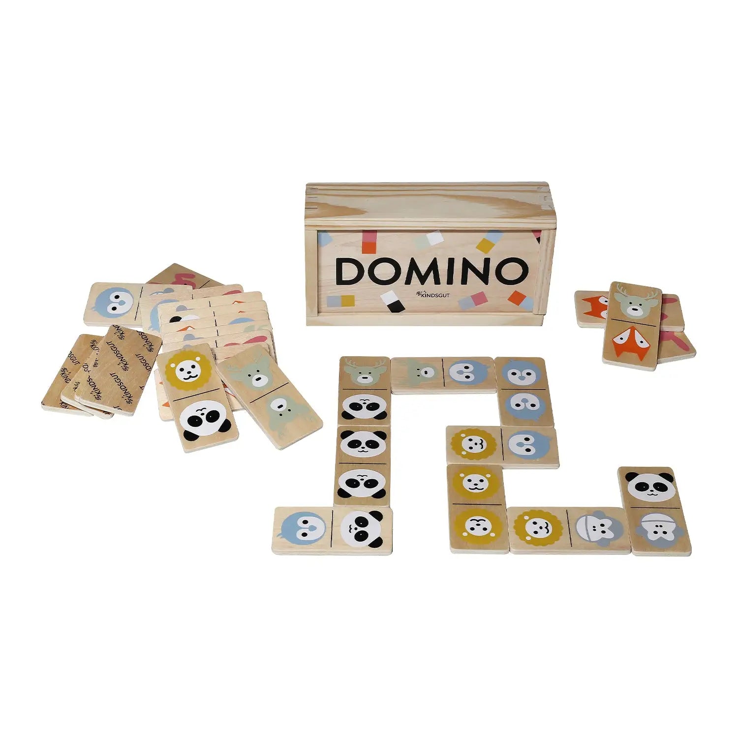 Domino Tiere – Holz-Dominospiel mit Tiermotiven