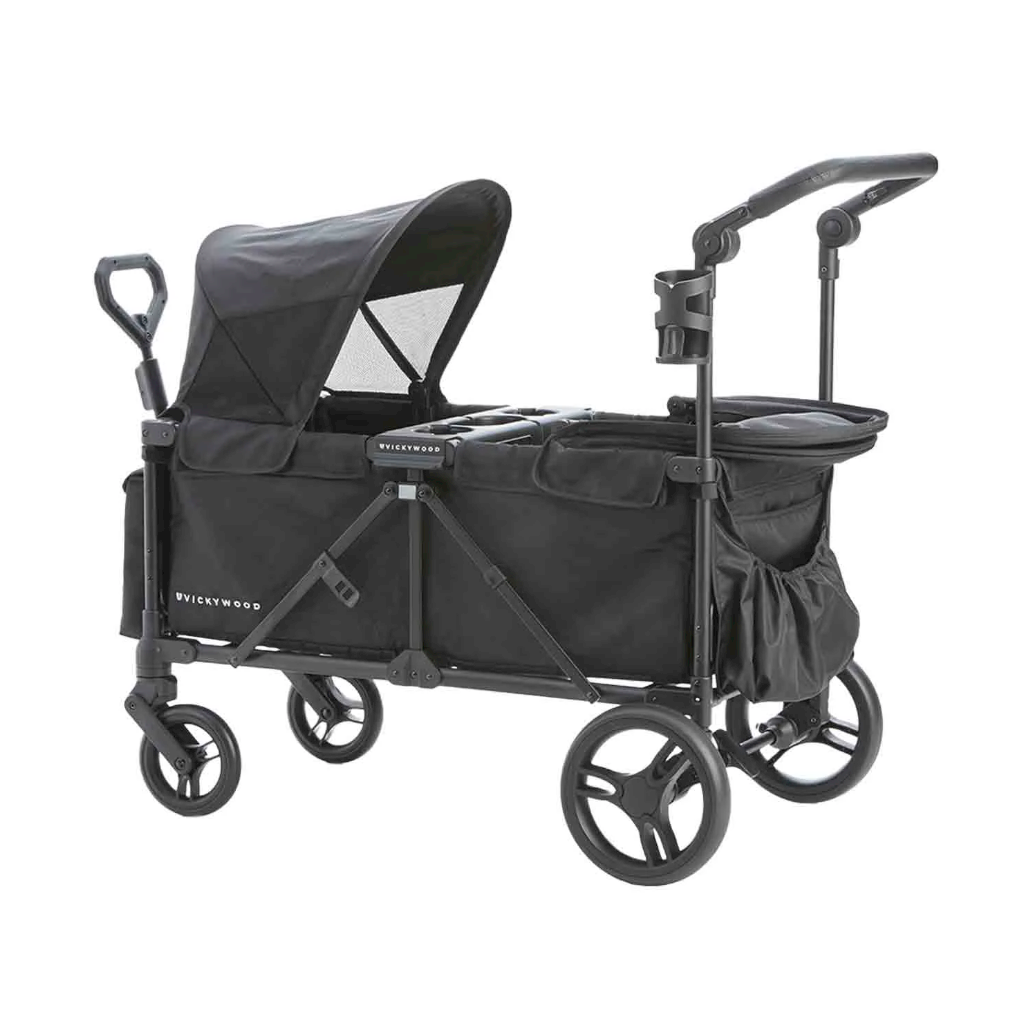 Geschwisterwagen VICKYWOOD SPROUT Evolve – mit 2 Verdecken, Mittelkonsole, schwarz