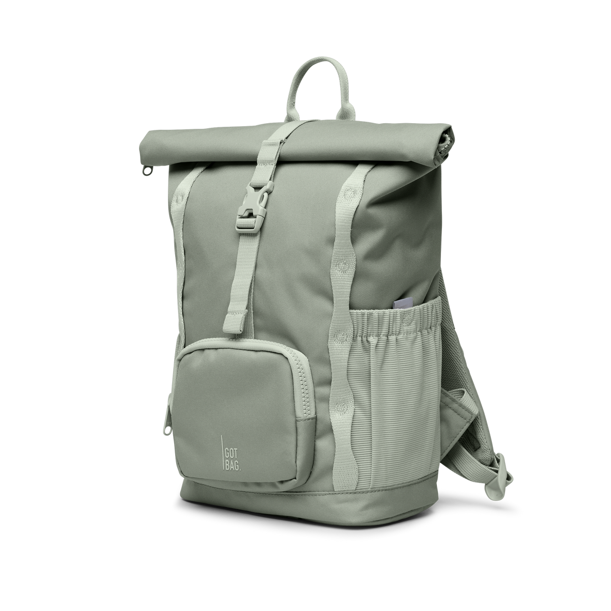 GOT BAG Kids Adventure Rolltop Kinderrucksack in Salbeigrün (bass), in diagonaler Ansicht