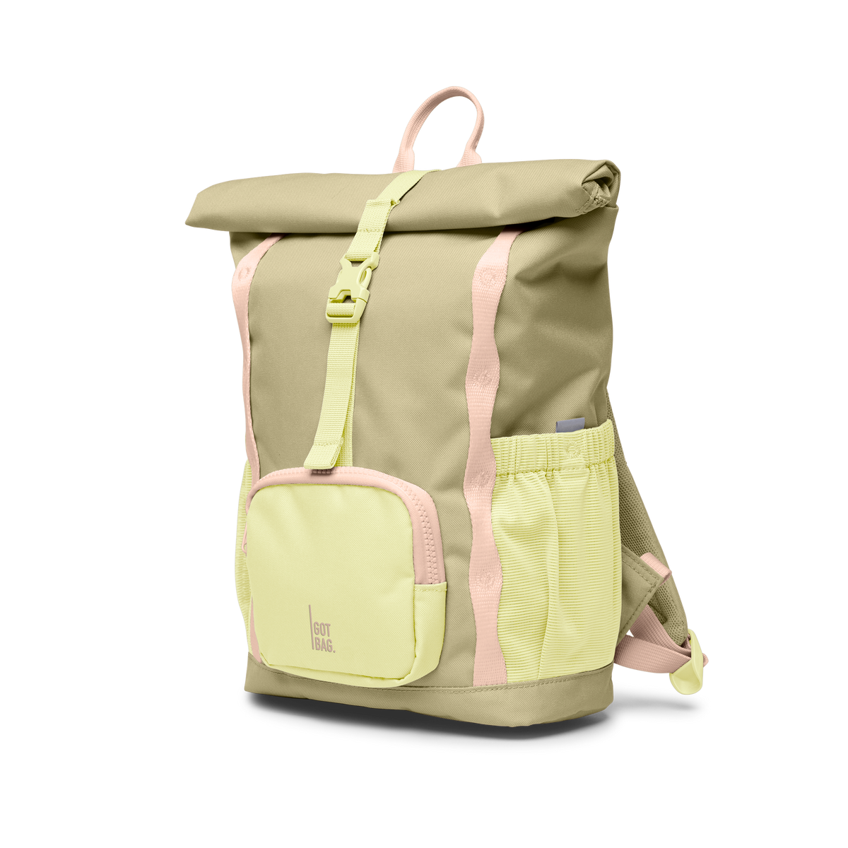 GOT BAG Kids Adventure Rolltop Kinderrucksack in Pistaziengrün (nori), in Schrägansicht