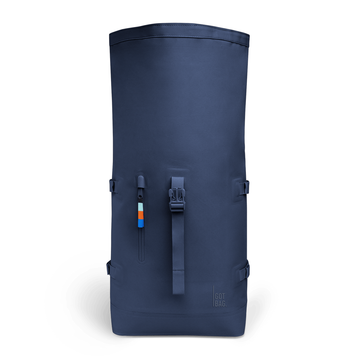 GOT BAG Rolltop 2.0 Rolltop-Rucksack in dunkelblau (deep ocean), geöffnet mit Blick ins Hauptfach