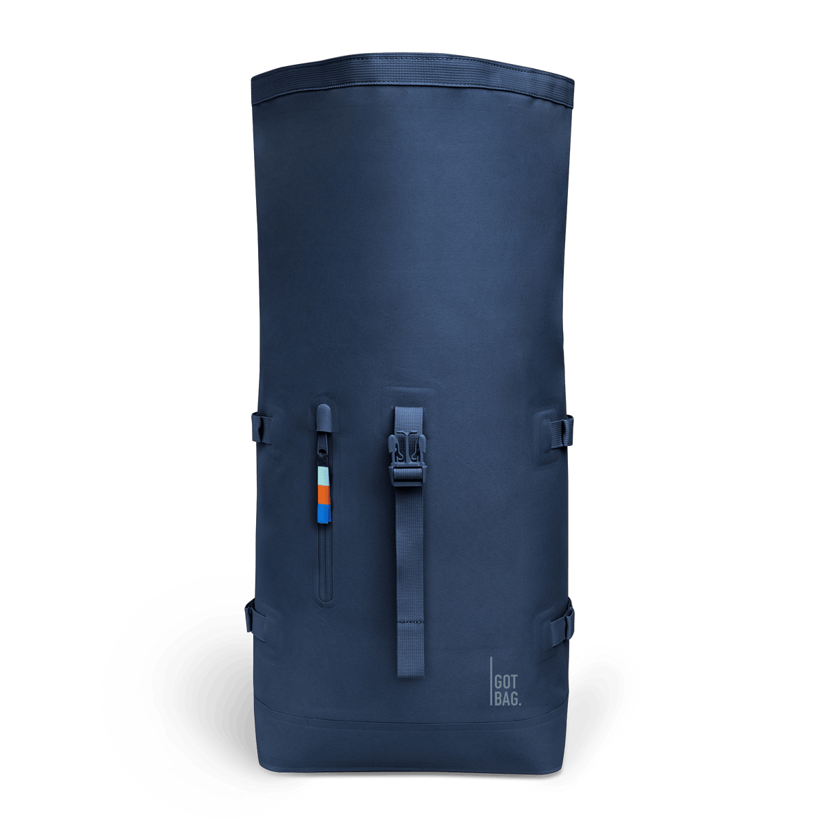 GOT BAG Rolltop 2.0 Rolltop-Rucksack in blau (ocean blue), geöffnet mit Blick ins Hauptfach