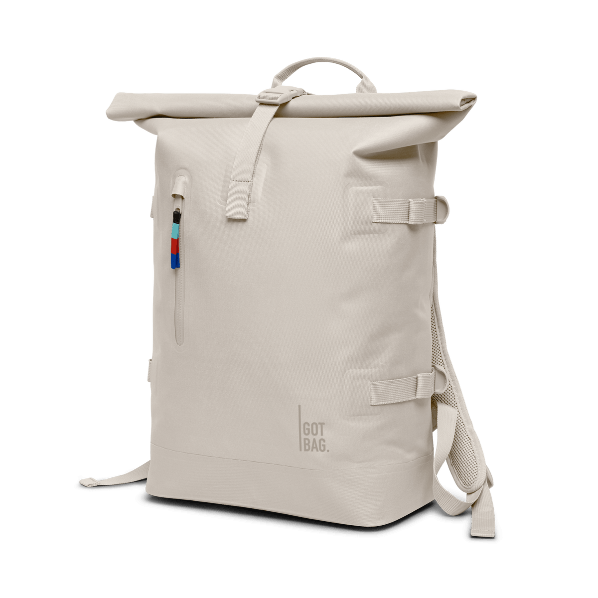 GOT BAG Rolltop 2.0 Rolltop-Rucksack in hellem Beige (soft shell), schräg von vorn