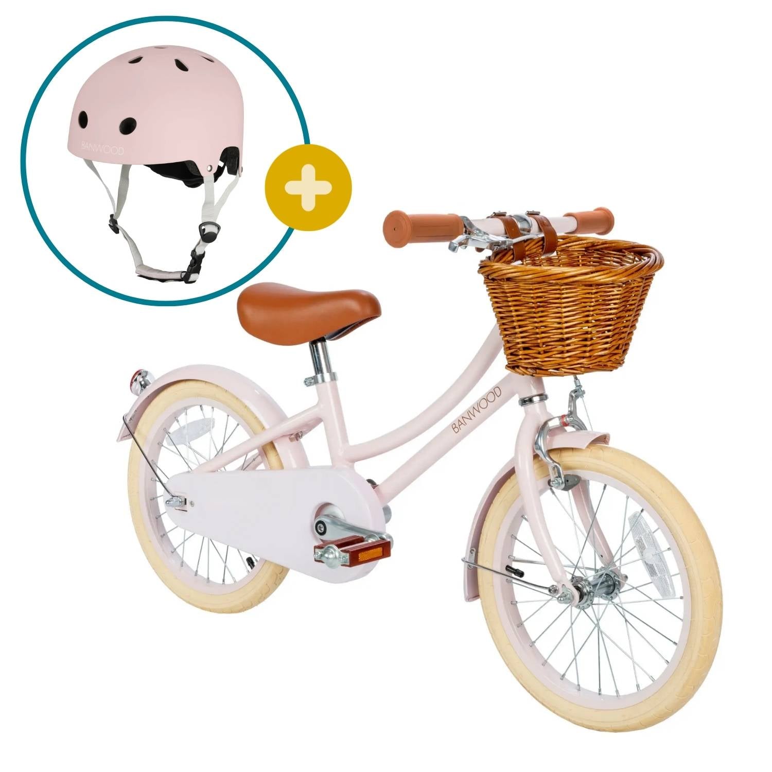 Kinderfahrrad 16 Zoll Rosa & Kinderhelm Faded Pink - limited Bundle