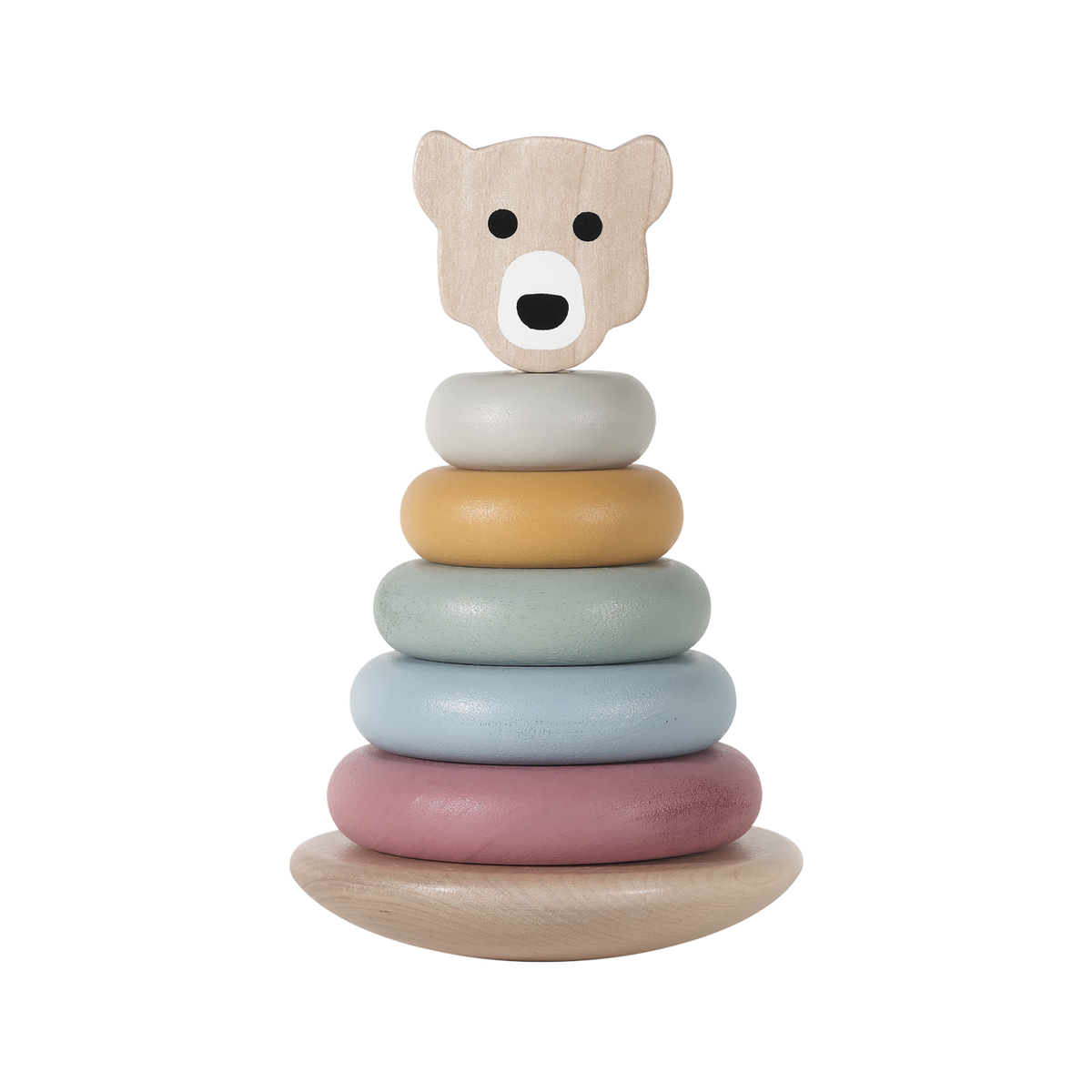 Stapelturm aus Holz mit Tiermotiv Bär von Kindsgut – Produktfoto 1