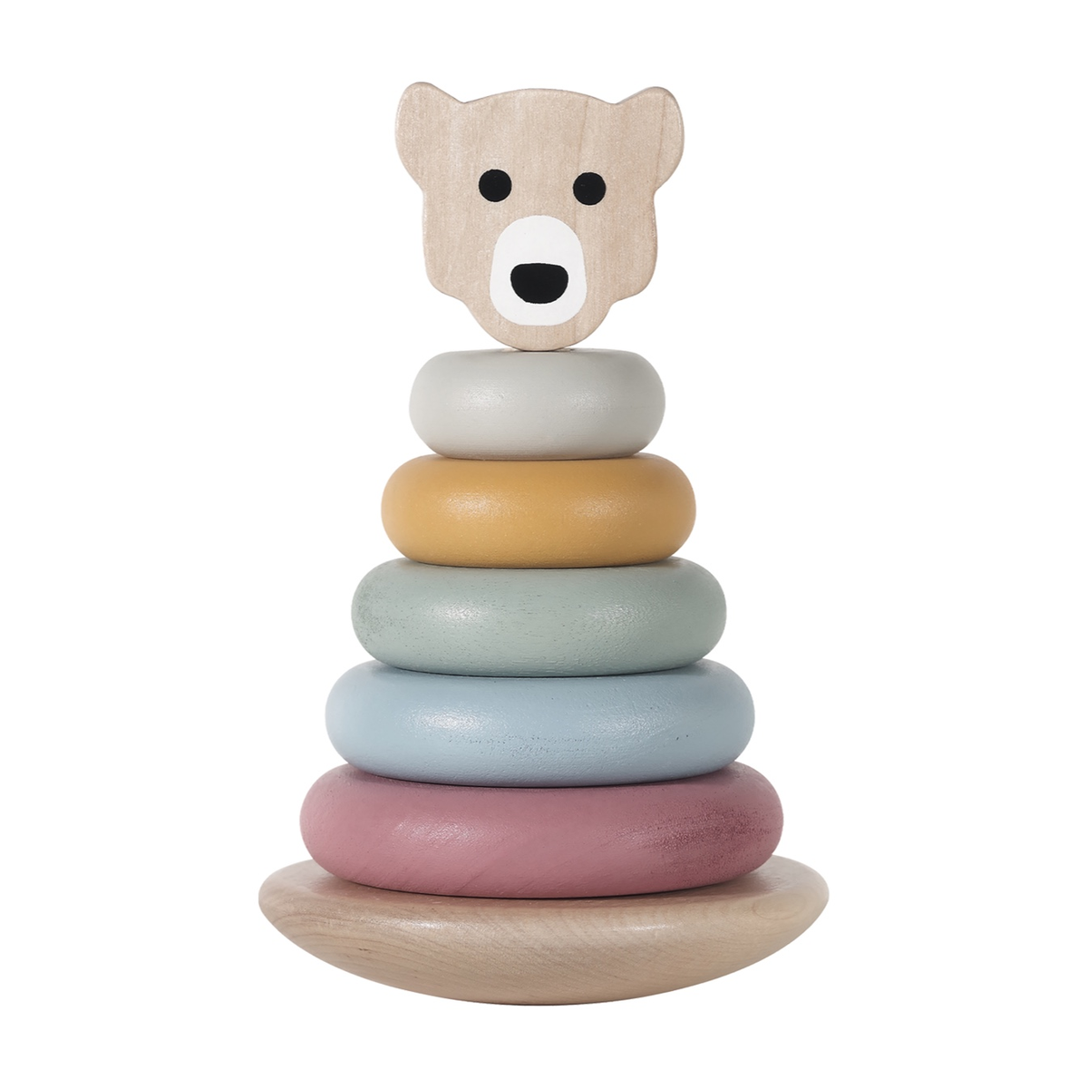 Stapelturm aus Holz mit Tiermotiv Bär von Kindsgut – Produktfoto 1