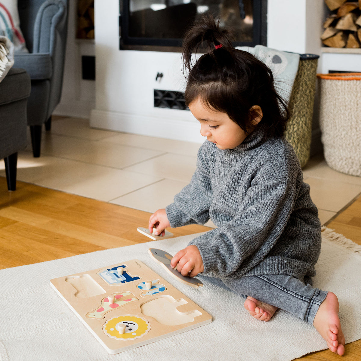 Steckpuzzle Holz mit Knauf Safari von Kindsgut – Anwendungsbild 4