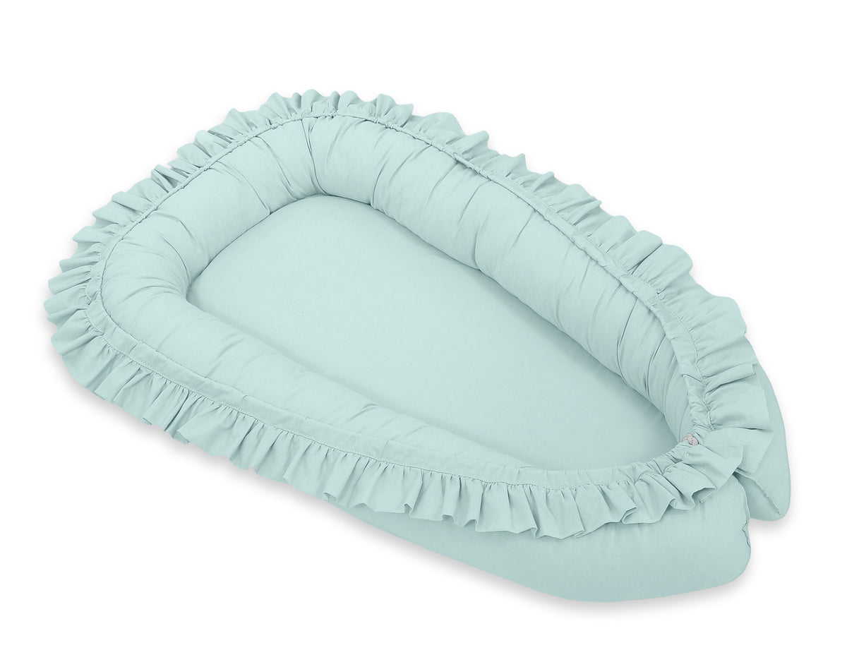 Babynest Kokon mit Rüsche – Mint