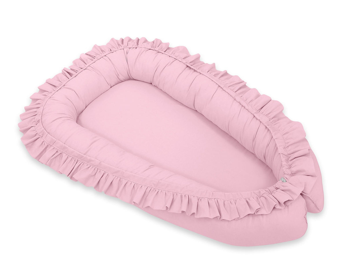 Babynest Kokon mit Rüsche – Rosa