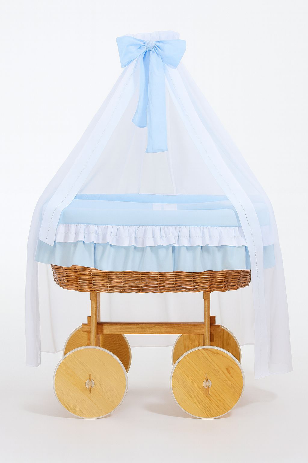 Stubenwagen Deluxe Weide mit Baldachin – Natur Bellamy Blau