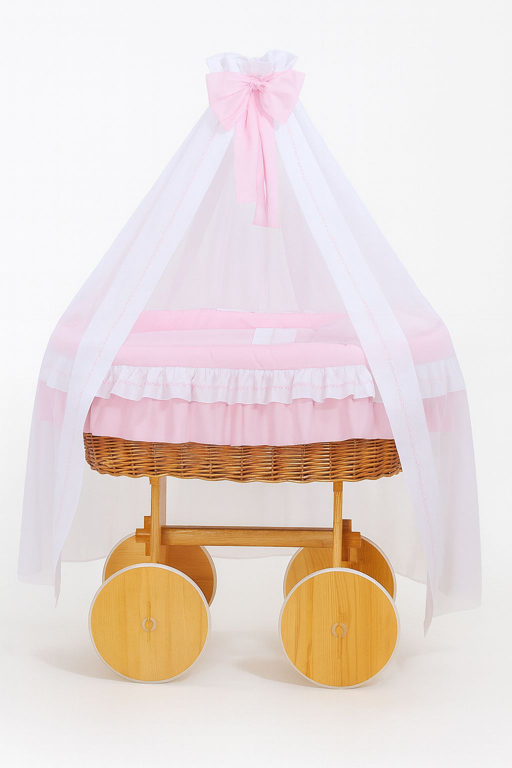 Stubenwagen Deluxe Weide mit Baldachin – Natur Bellamy Rosa