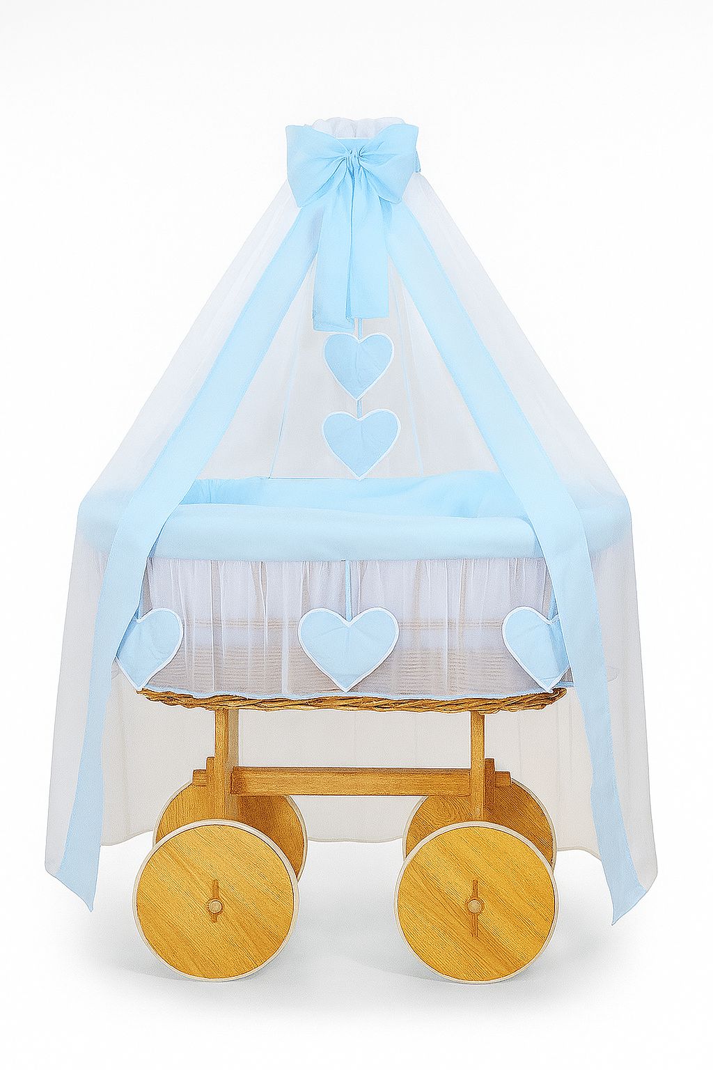 Stubenwagen Deluxe Weide mit Baldachin – Natur Amelie Blau