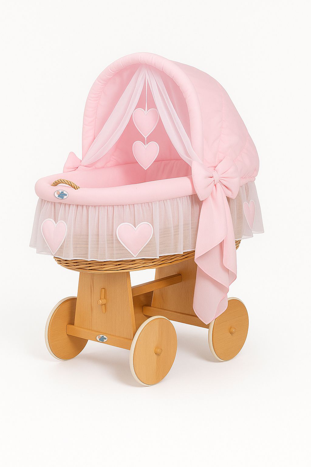 Stubenwagen Weide mit Verdeck Amelie – Natur Rosa