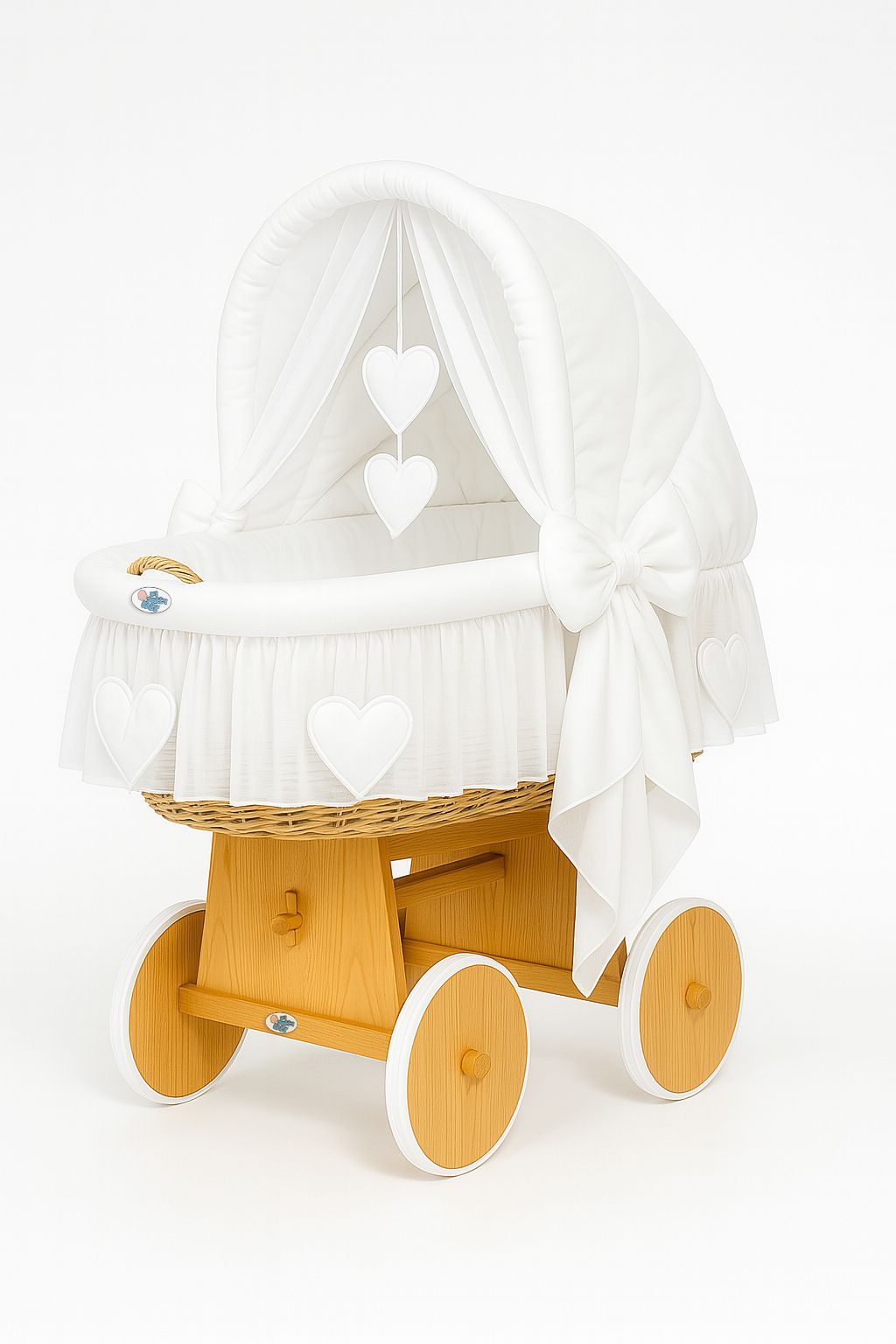 Stubenwagen Weide mit Verdeck Amelie – Natur Weiß