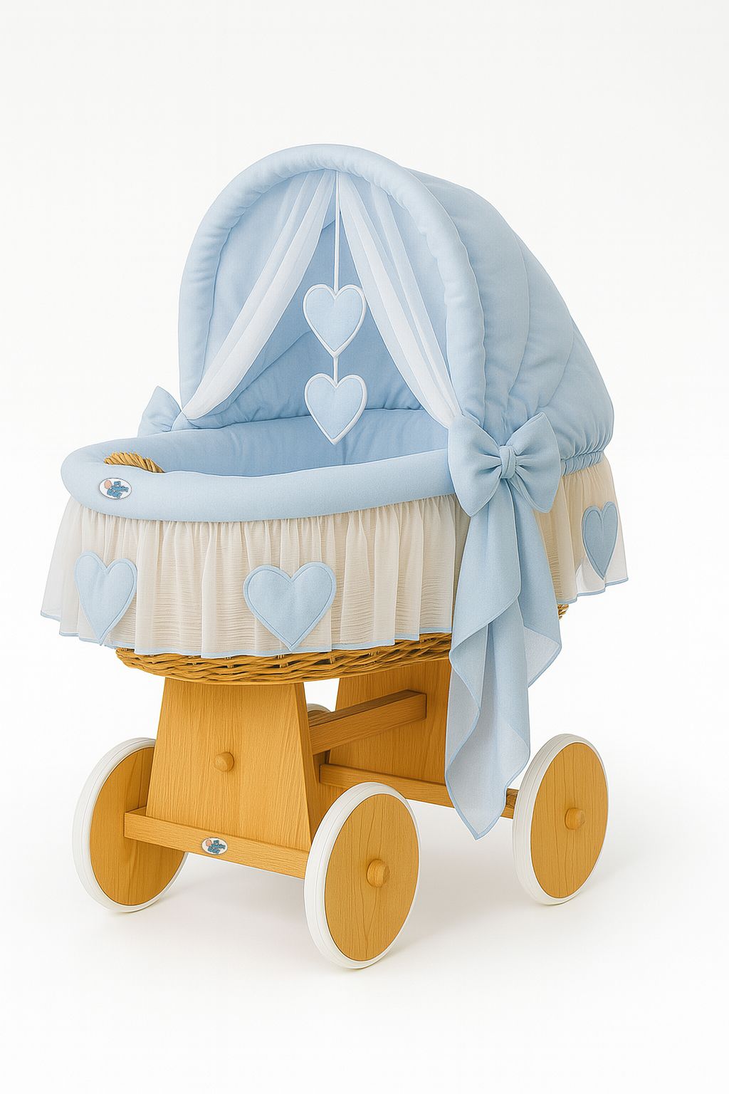 Stubenwagen Weide mit Verdeck Amelie – Natur Blau