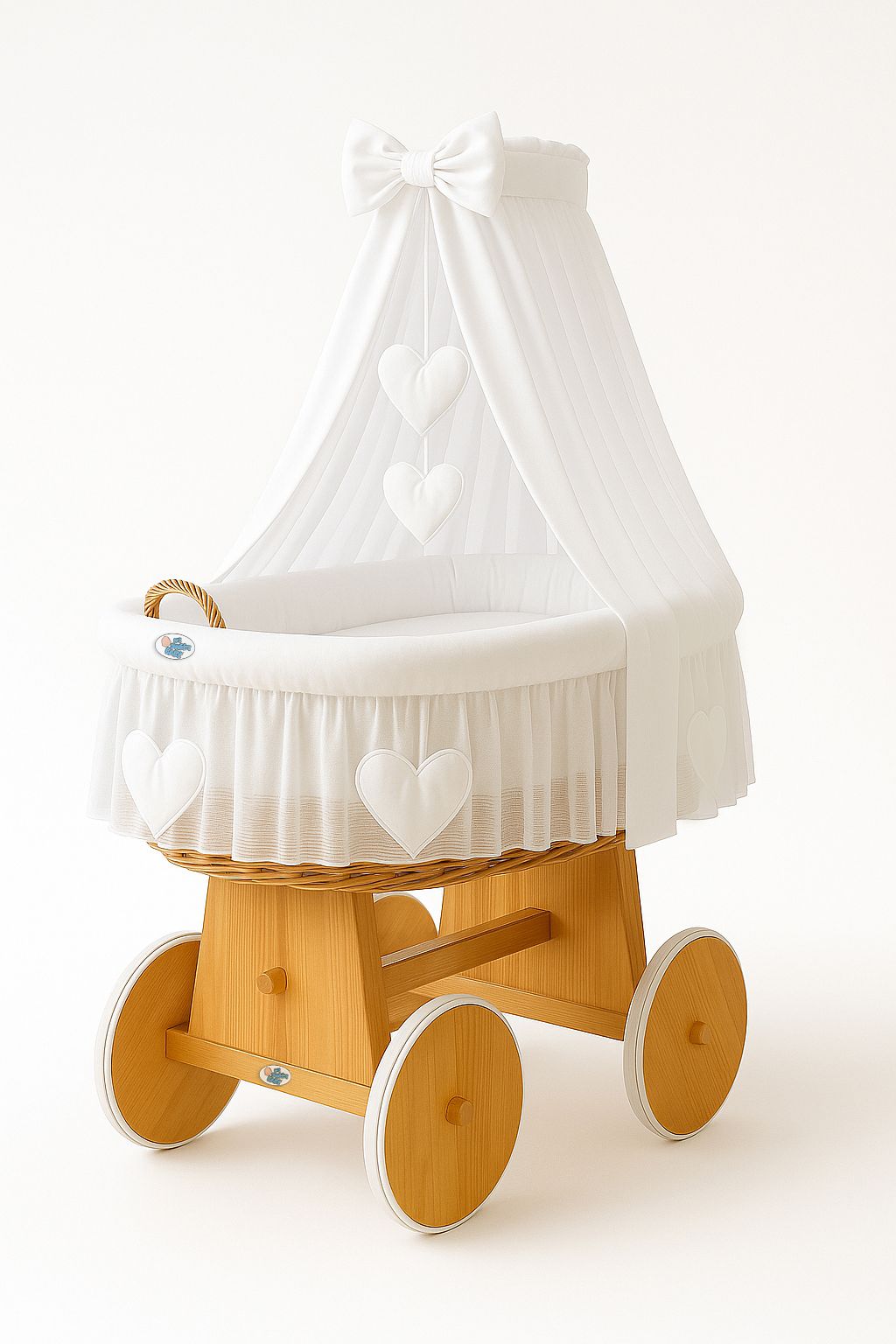 Stubenwagen Weide mit Baldachin Amelie – Natur Weiß