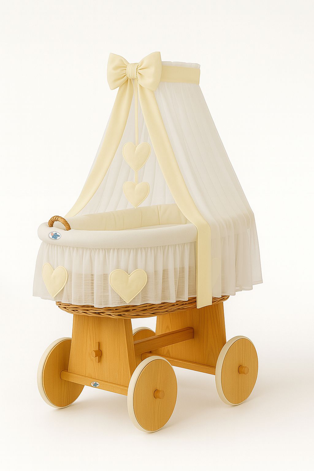 Stubenwagen Weide mit Baldachin Amelie – Natur Creme