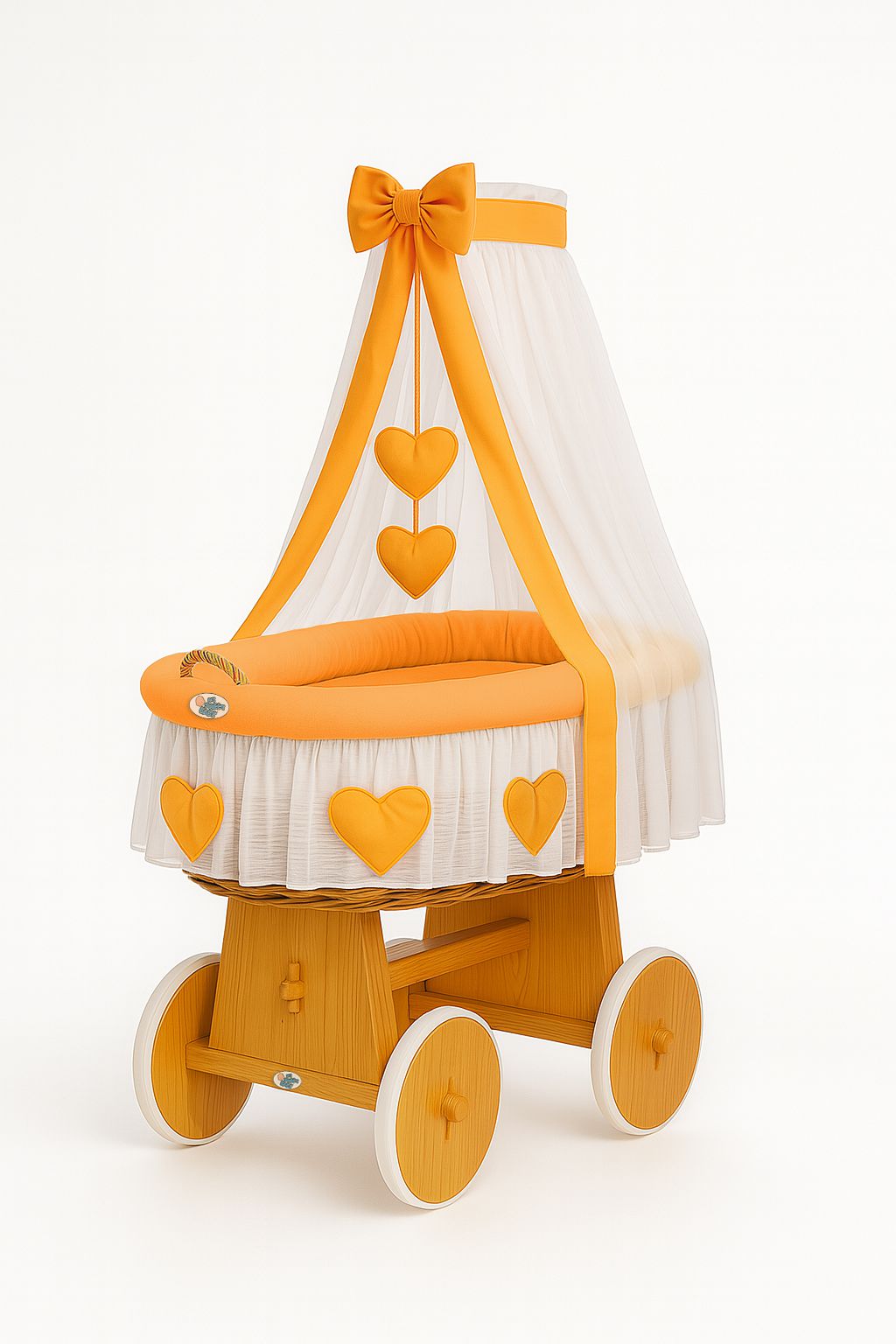 Stubenwagen Weide mit Baldachin Amelie – Natur Pfirsich