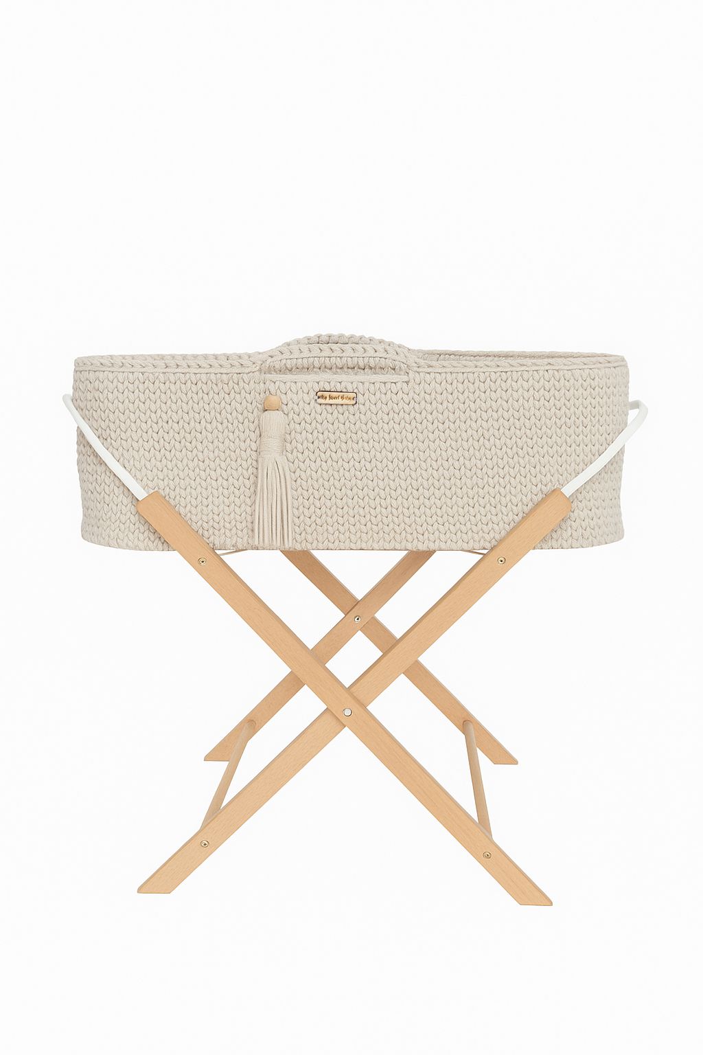 Moseskorb Baumwolle mit Ständer BOHO – Creme