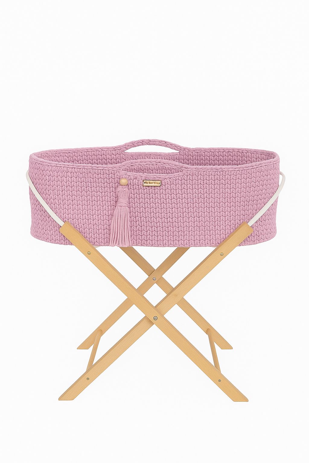 Moseskorb Baumwolle mit Ständer BOHO – Rosa
