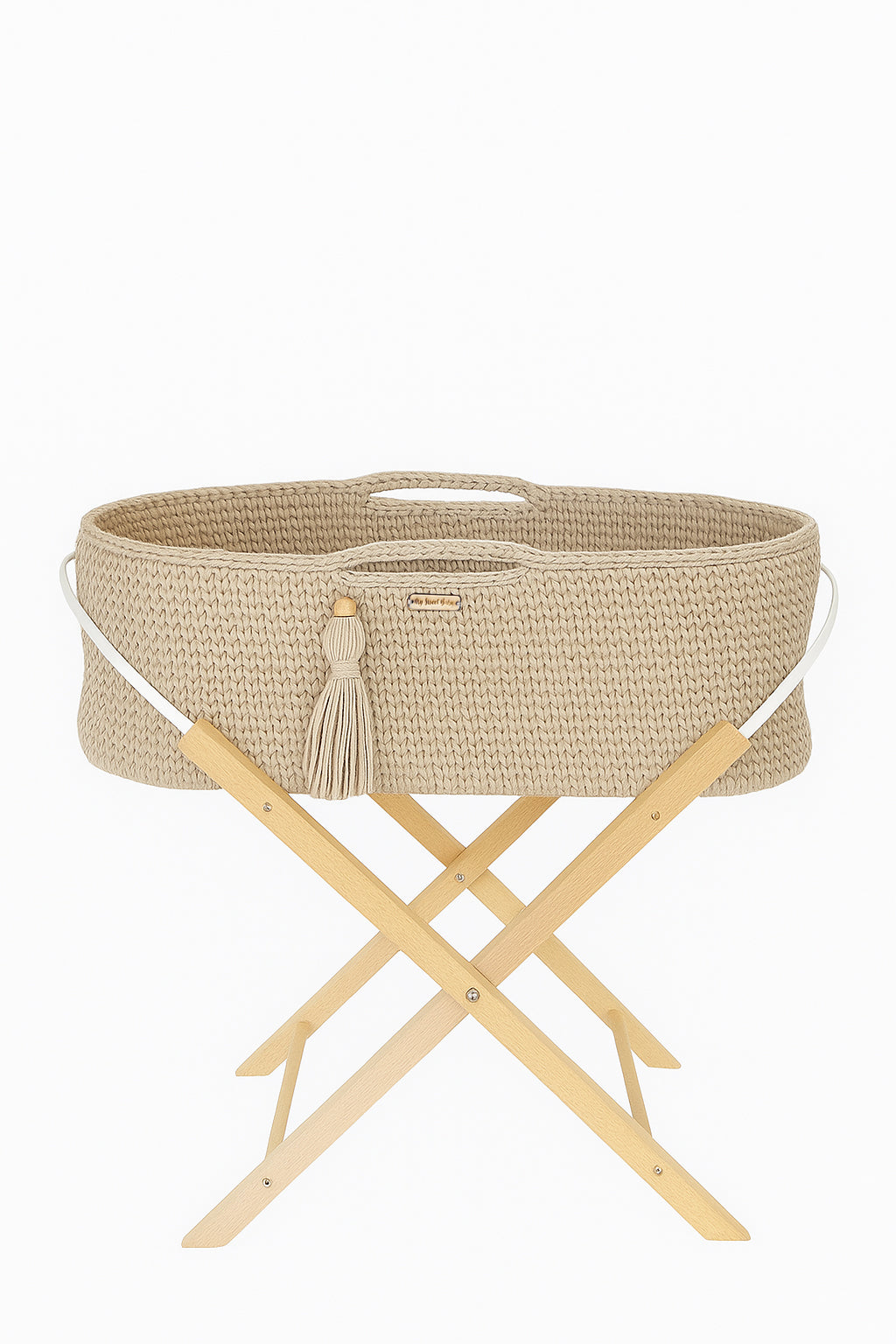 Moseskorb Baumwolle mit Ständer BOHO – Hellbeige