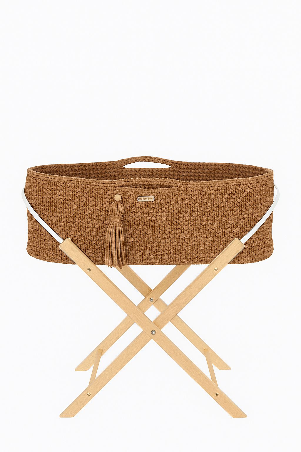 Moseskorb Baumwolle mit Ständer BOHO – Karamell