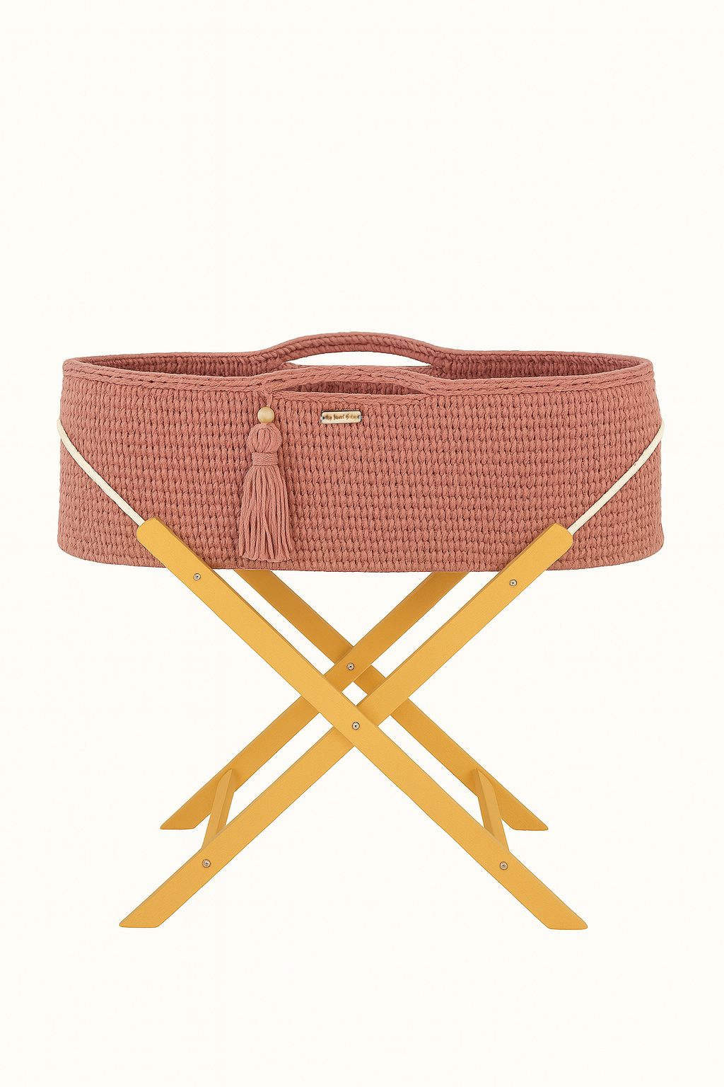 Moseskorb Baumwolle mit Ständer BOHO – Blush