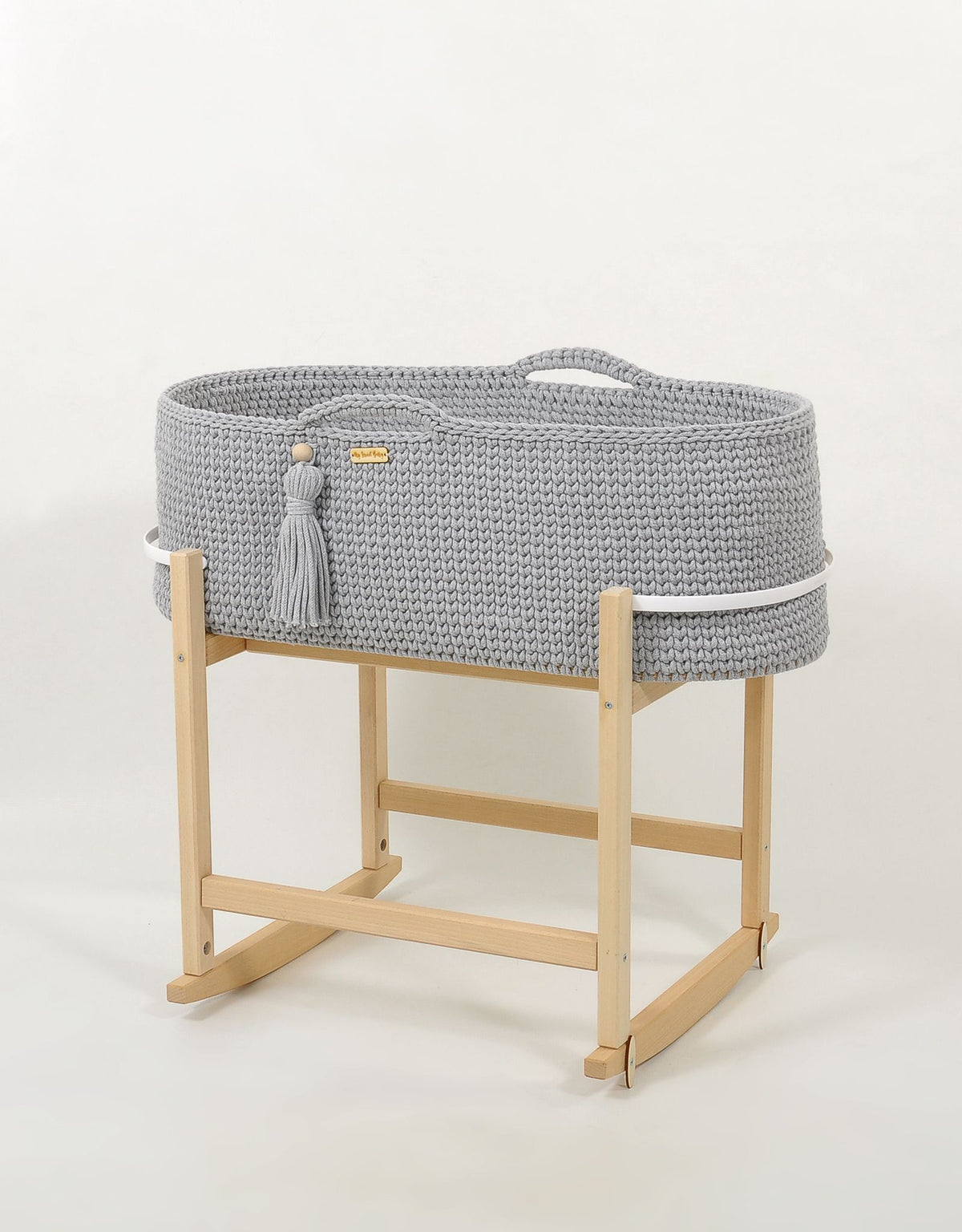 Moseskorb Baumwolle mit Wiege BOHO – Grau