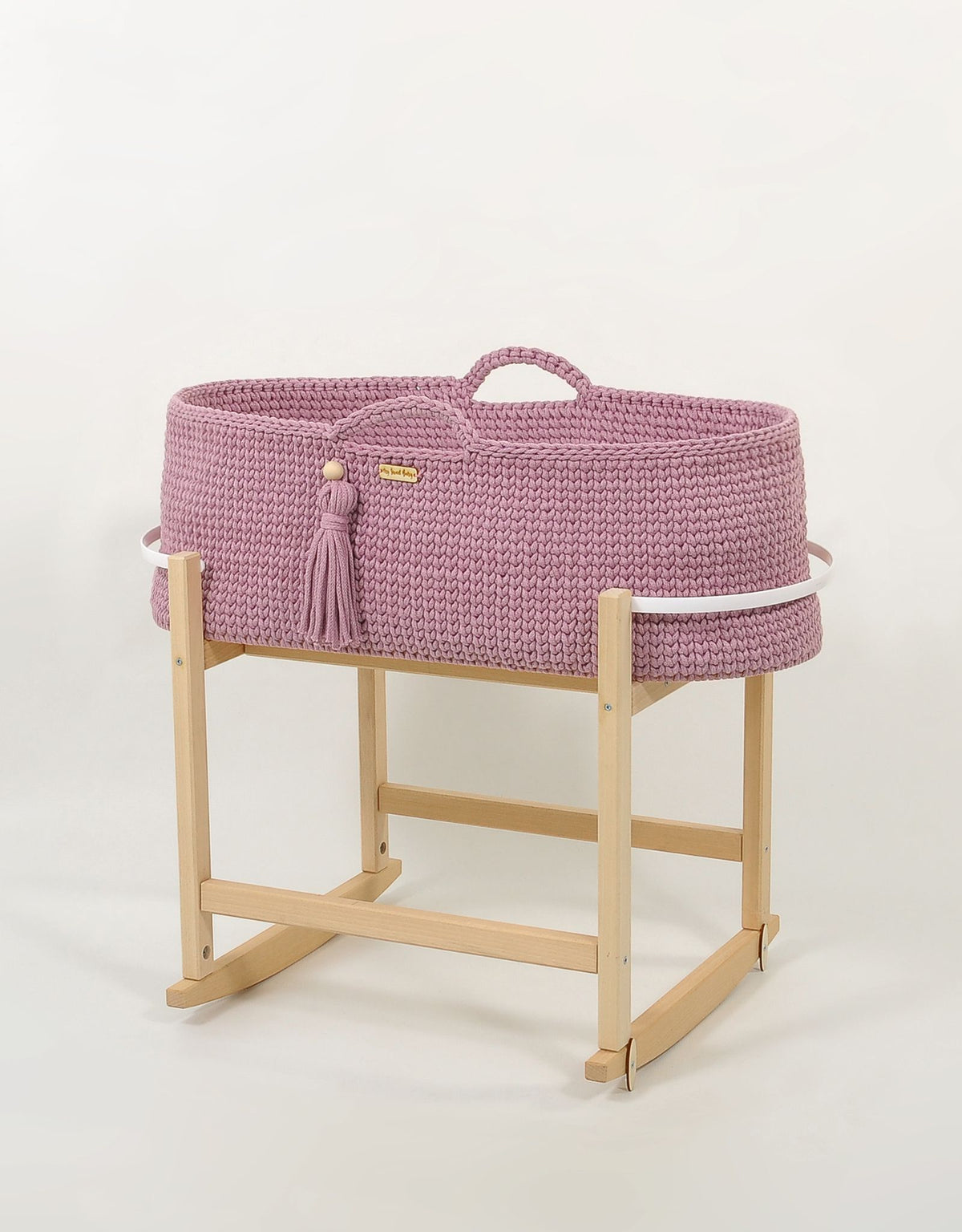 Moseskorb Baumwolle mit Wiege BOHO – Lavendel