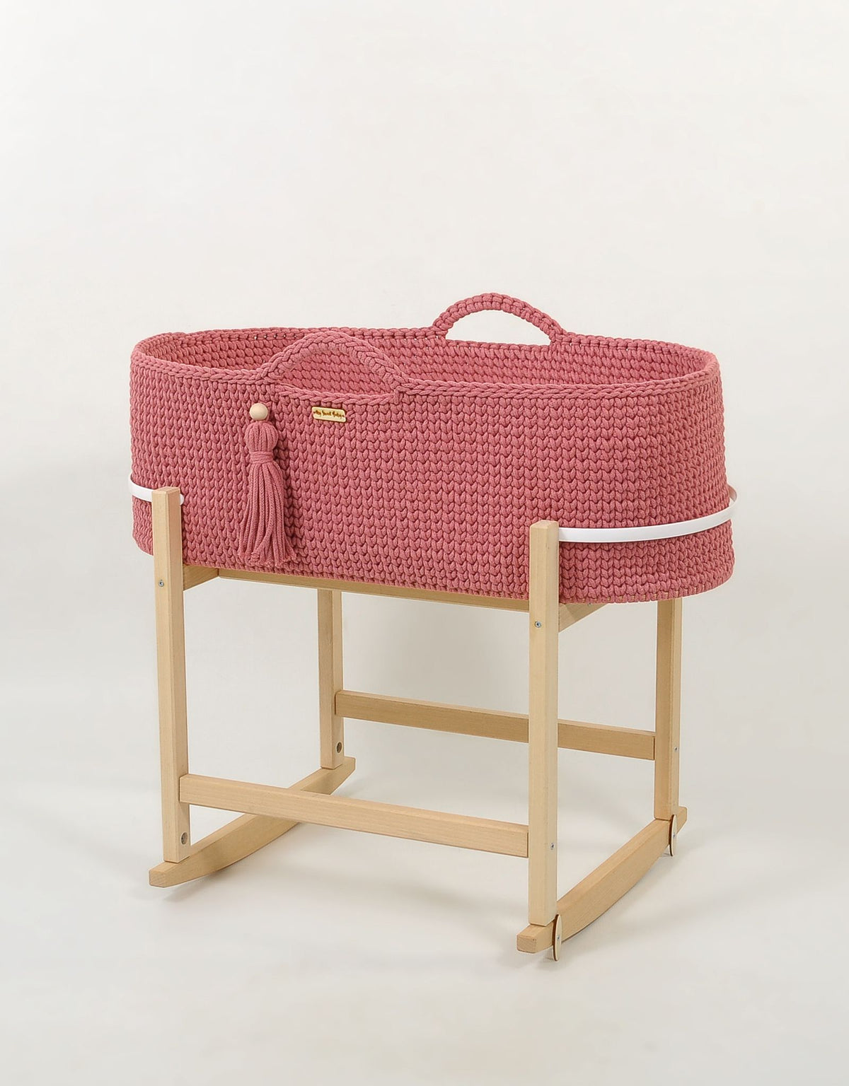 Moseskorb Baumwolle mit Wiege BOHO – Altrosa