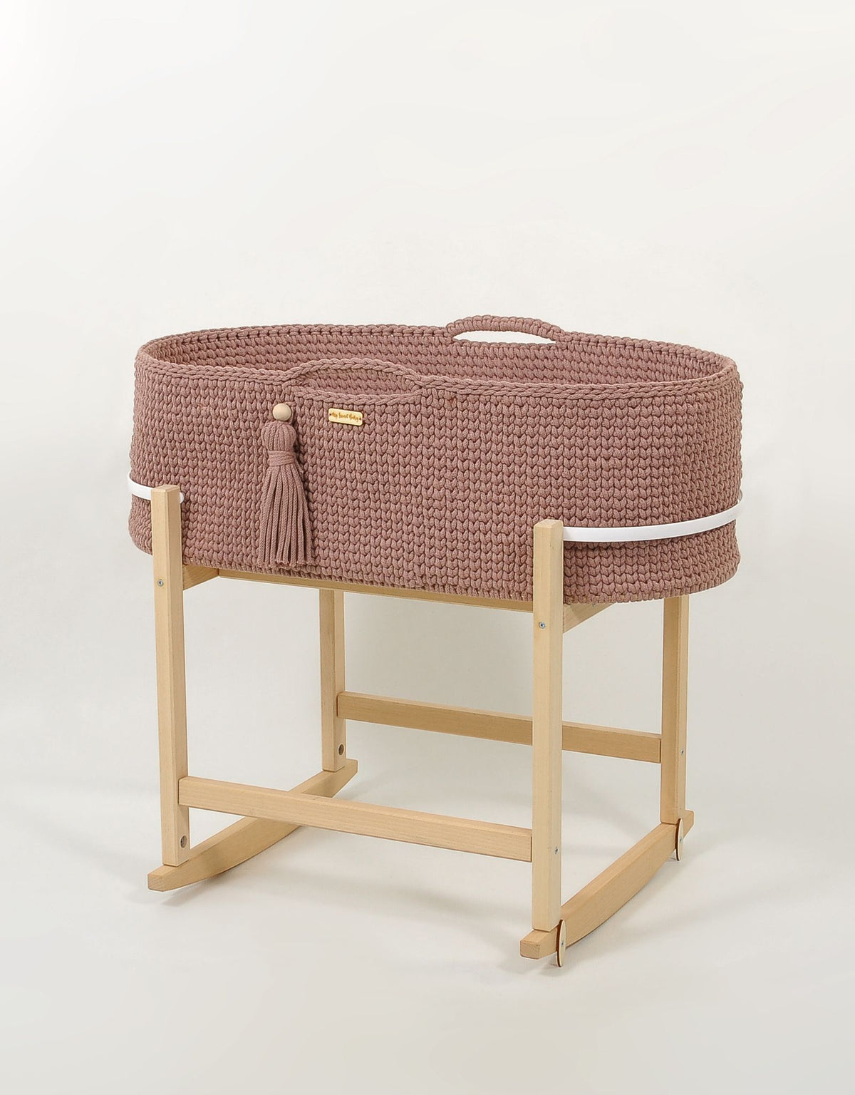 Moseskorb Baumwolle mit Wiege BOHO – Mauve