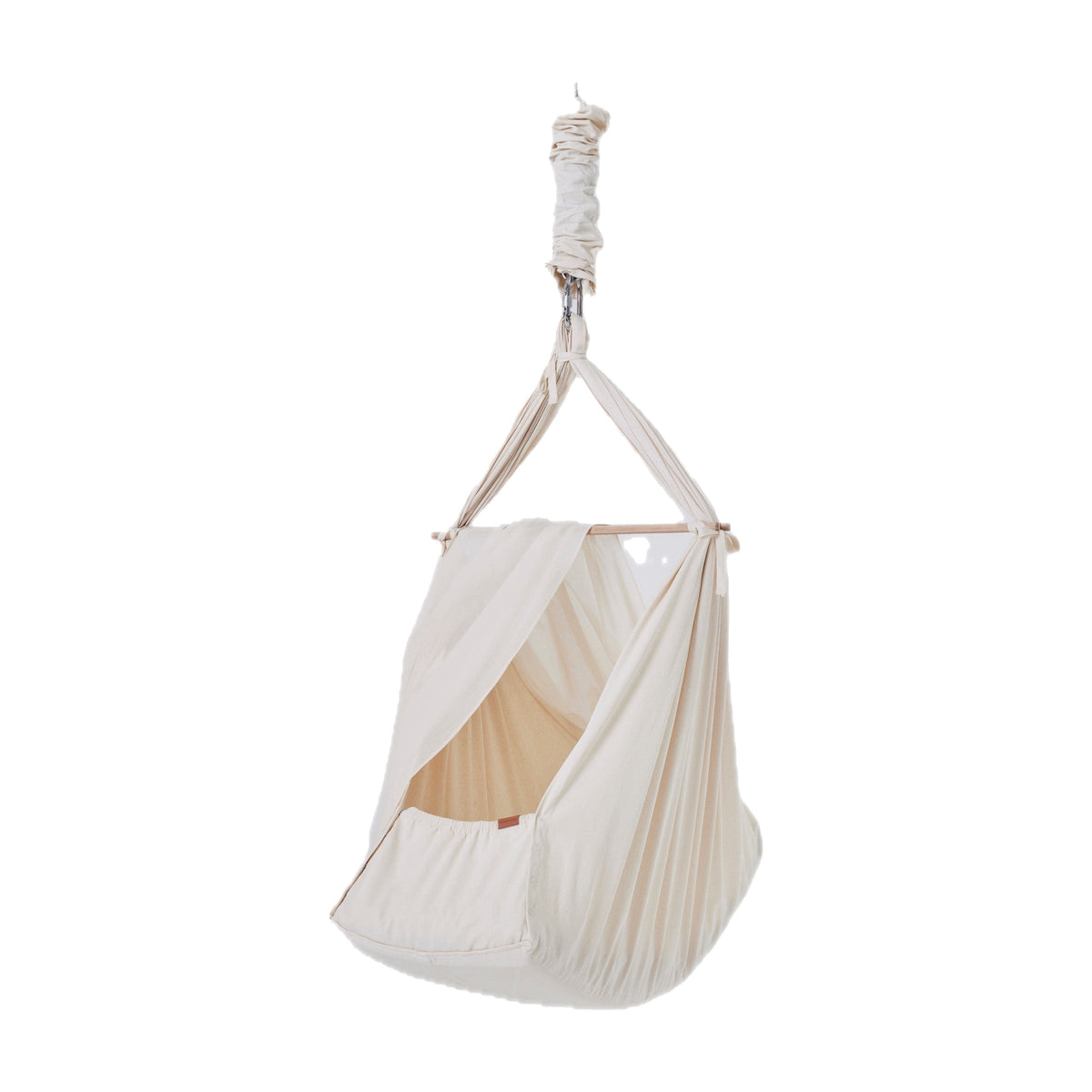 Membantu Federwiege Premium aus Bio-Baumwolle mit Baldachin, Natur