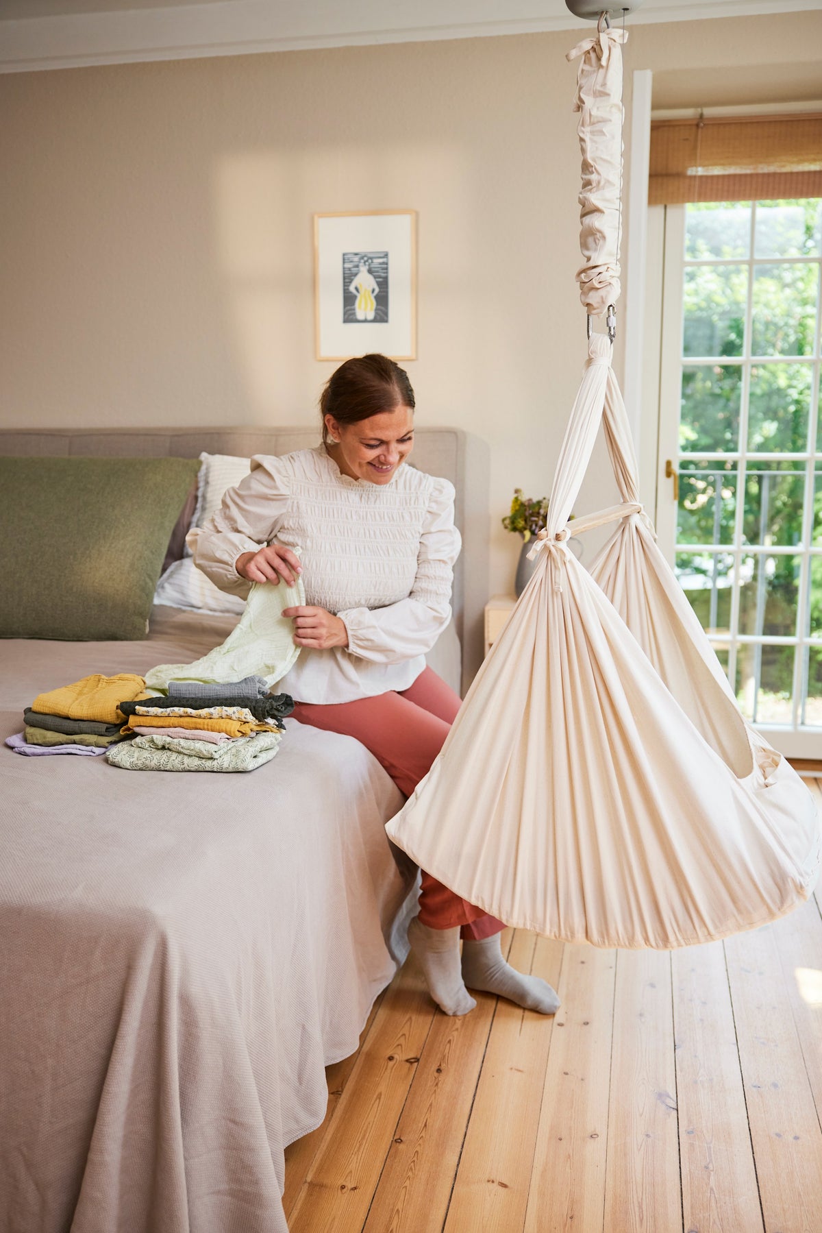 Membantu Federwiege Premium aus Bio-Baumwolle mit Baldachin, Natur, Ansicht 6