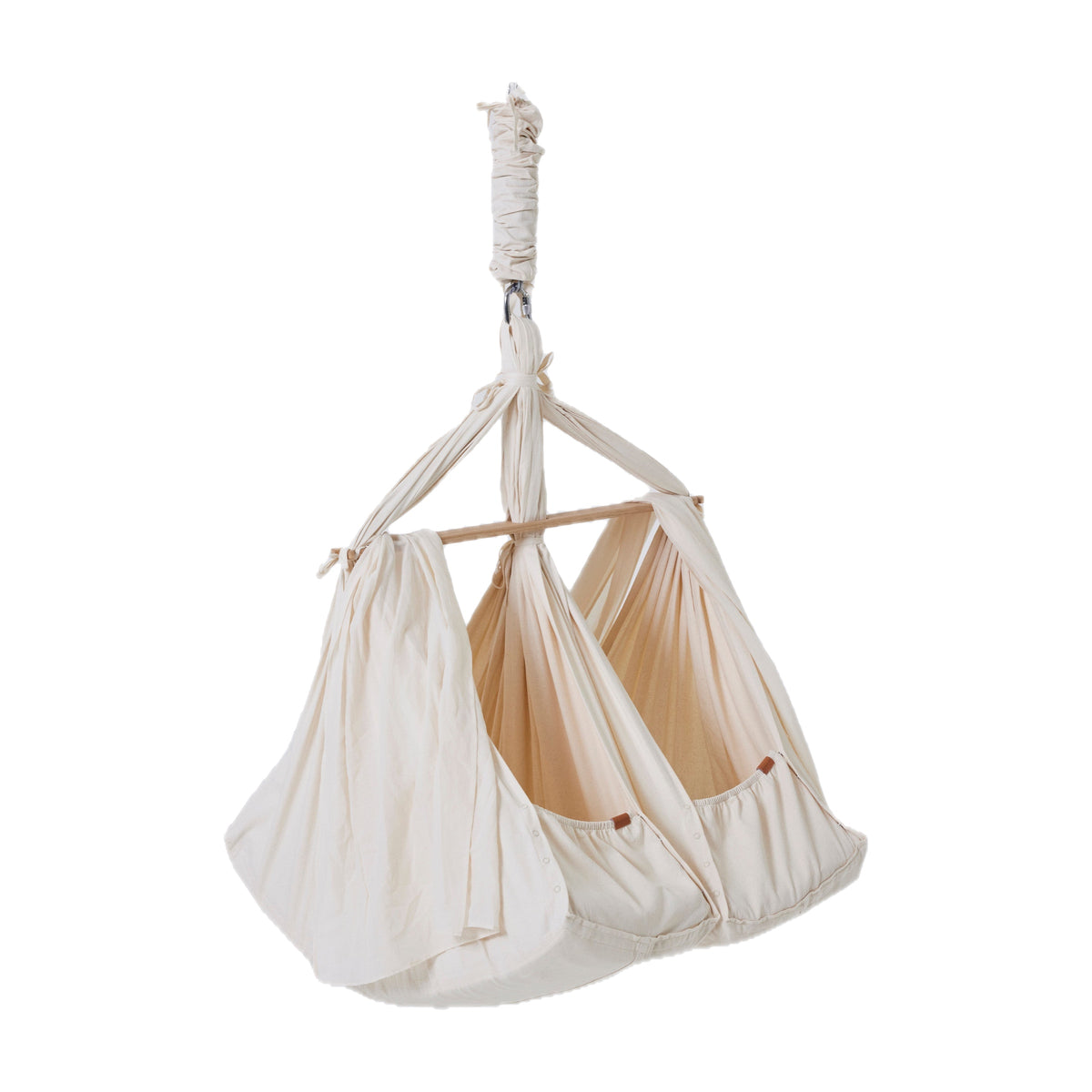 Membantu Zwillings-Federwiege Premium aus Bio-Baumwolle mit Baldachin, Natur