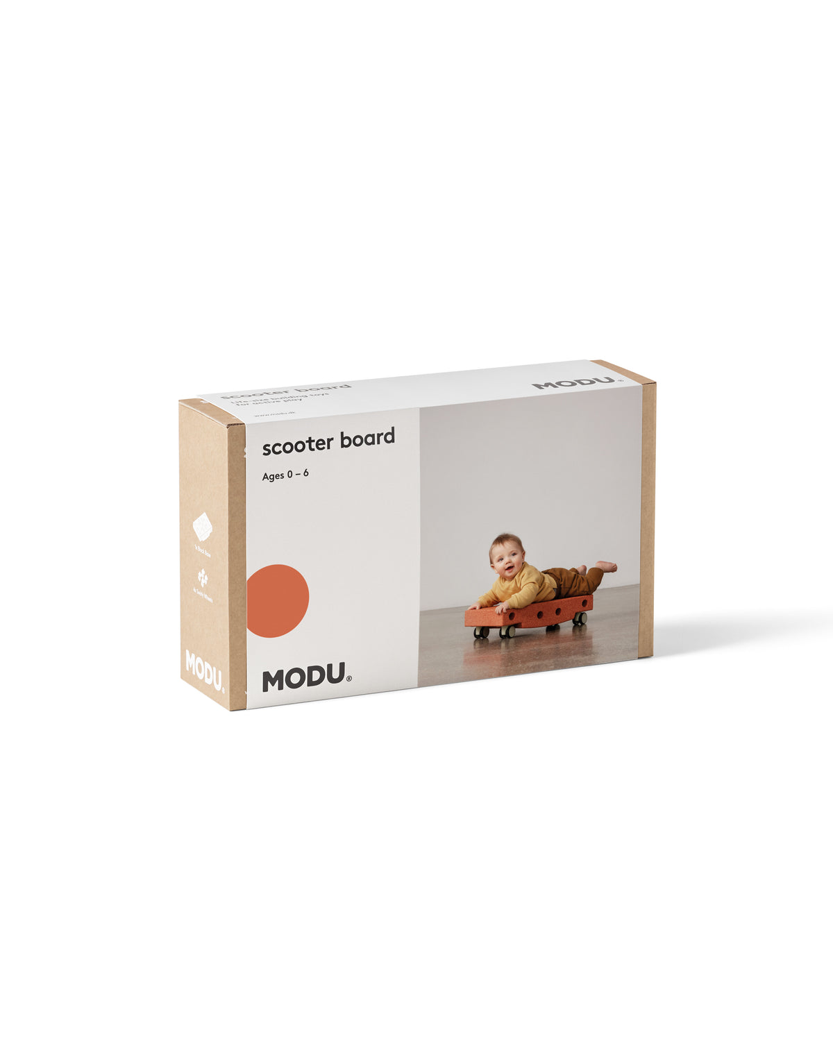 MODU Scooter Board: Rollbrett aus Schaumstoffblock mit vier Drehrollen, Orange, Ansicht 5