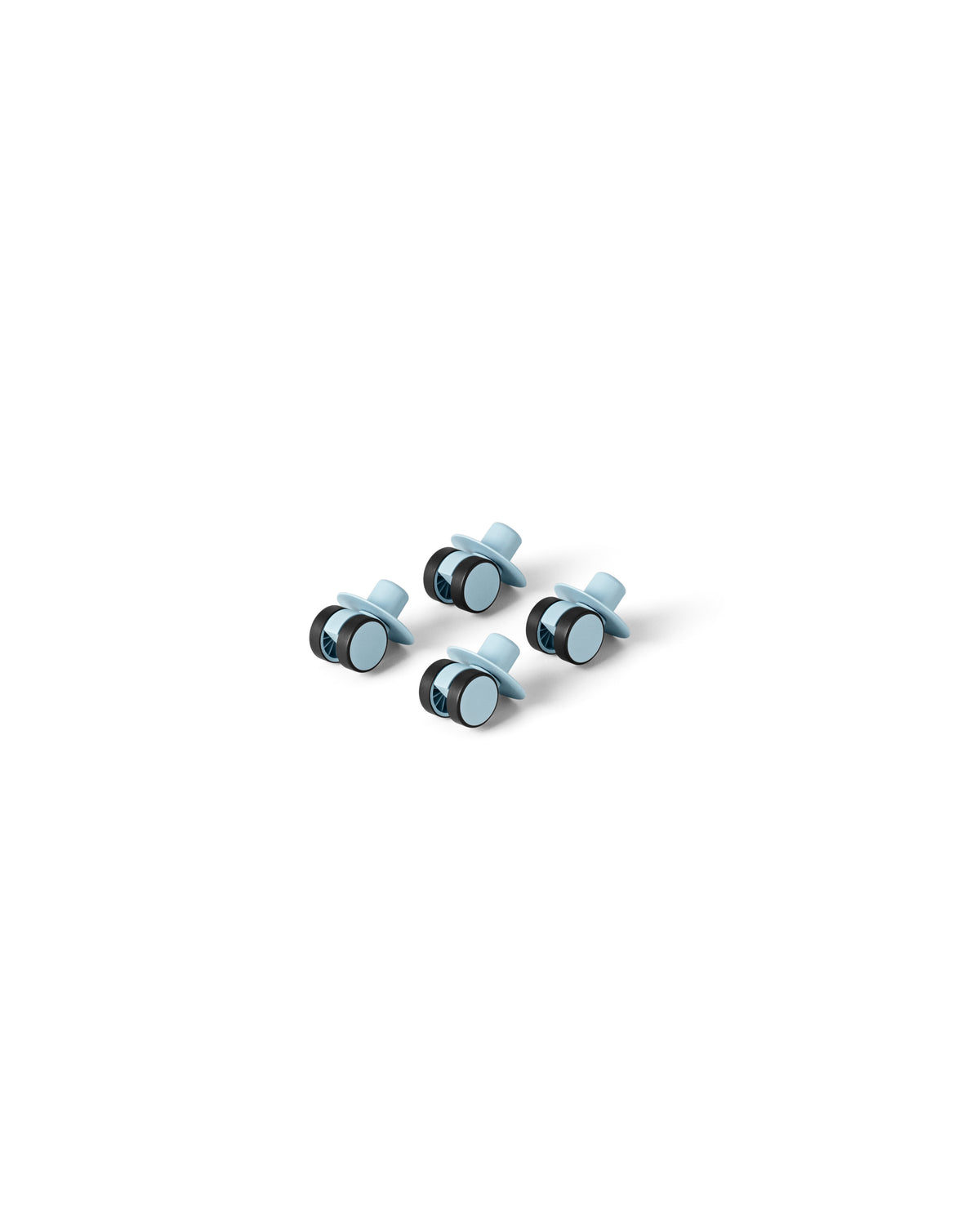 MODU Swirly Wheels: vier 360°-Drehrollen für MODU-Blöcke, Sky Blue