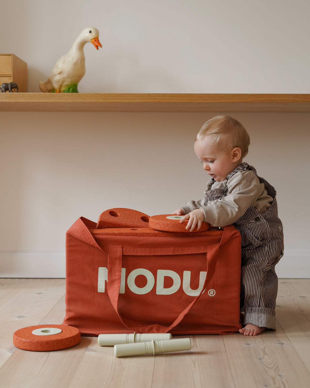 MODU Travel Bag: große Canvas-Tasche mit Seitentasche für MODU-Teile, Orange, Ansicht 3