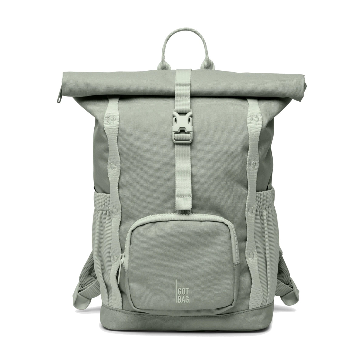 GOT BAG Kids Adventure Rolltop Kinderrucksack in Salbeigrün (bass), als Studioaufnahme in Frontansicht