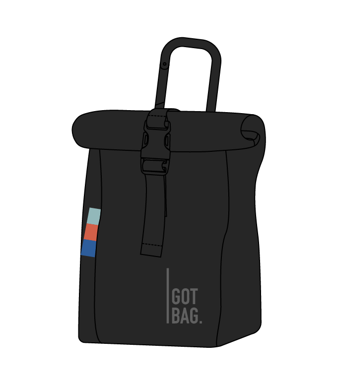 GOT BAG Rolltop Charm in Schwarz, Taschenanhänger im Mini-Rucksack-Design mit Rolltop-Verschluss und Trageschlaufe