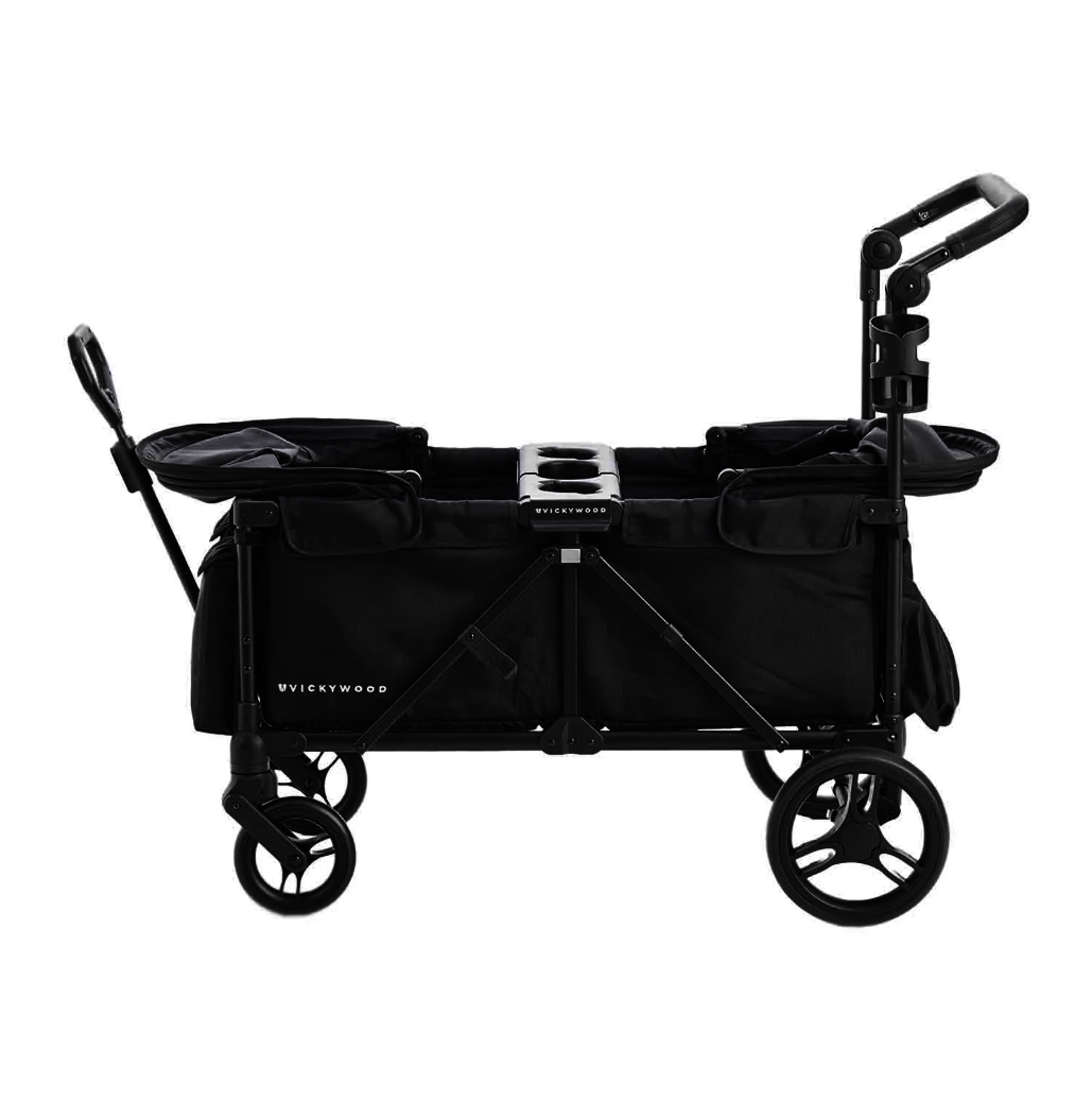 Geschwisterwagen VICKYWOOD SPROUT Evolve – mit 2 Verdecken, Mittelkonsole, schwarz