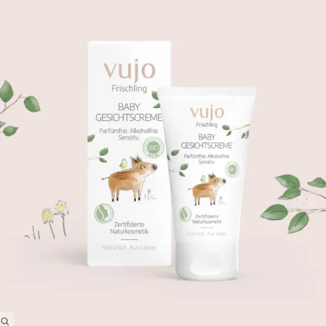 vujo – Baby Gesichtscreme 50 ml | parfümfrei & hautneutral - Babypflege