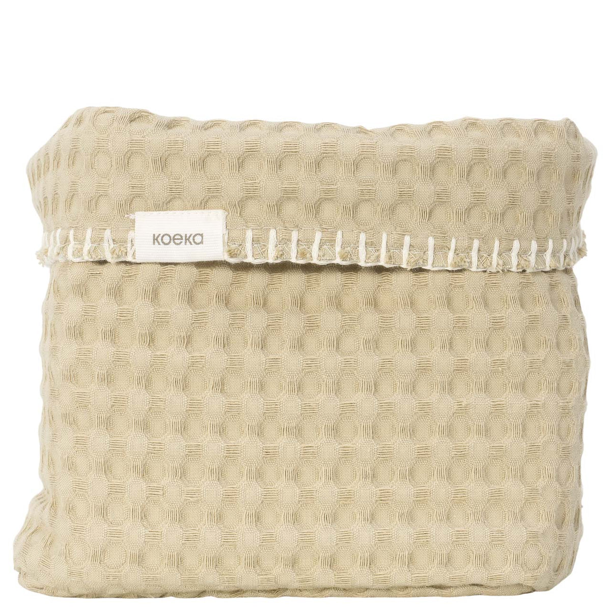Wickeltischkorb aus Baumwoll-Waffelstoff von Koeka Antwerp in Olive, Ansicht 2