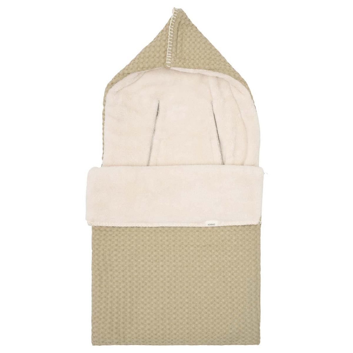 Fußsack für Babyschale Koeka Oslo in Olive mit Teddyfutter