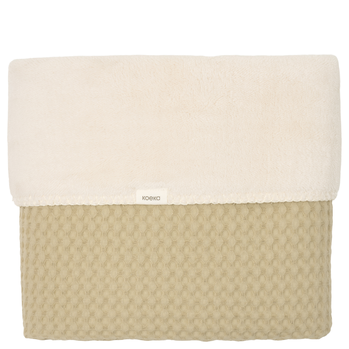 Babydecke Waffel mit Teddyfutter 75 × 100 cm von Koeka Oslo in Olive